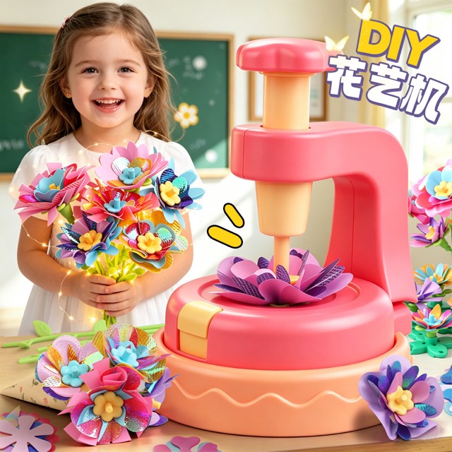 创意花艺机花朵压花器儿童手工diy制作材料包玩具女孩子生日礼物